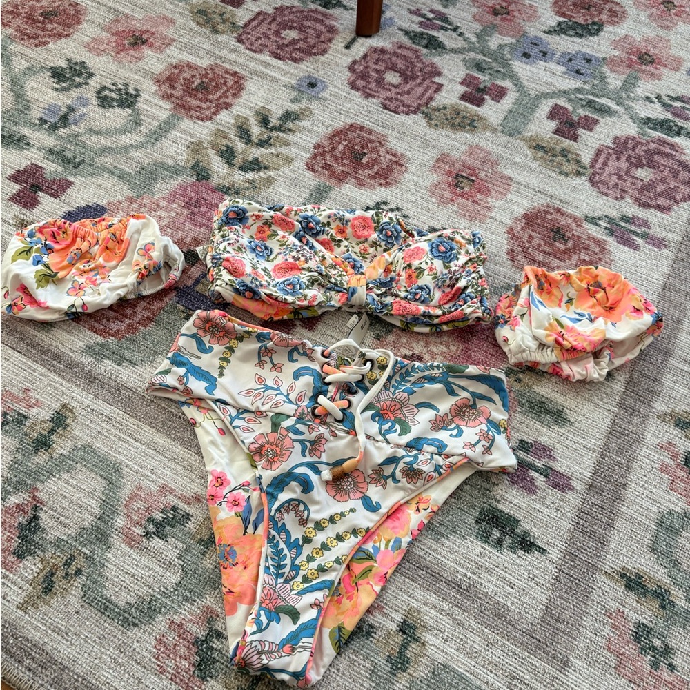 Maaji Size Large Floral Bikini Set with High-Waisted Bottoms